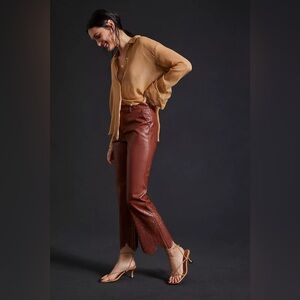 By Anthropologie Laser-Cut Faux Leather Trousers